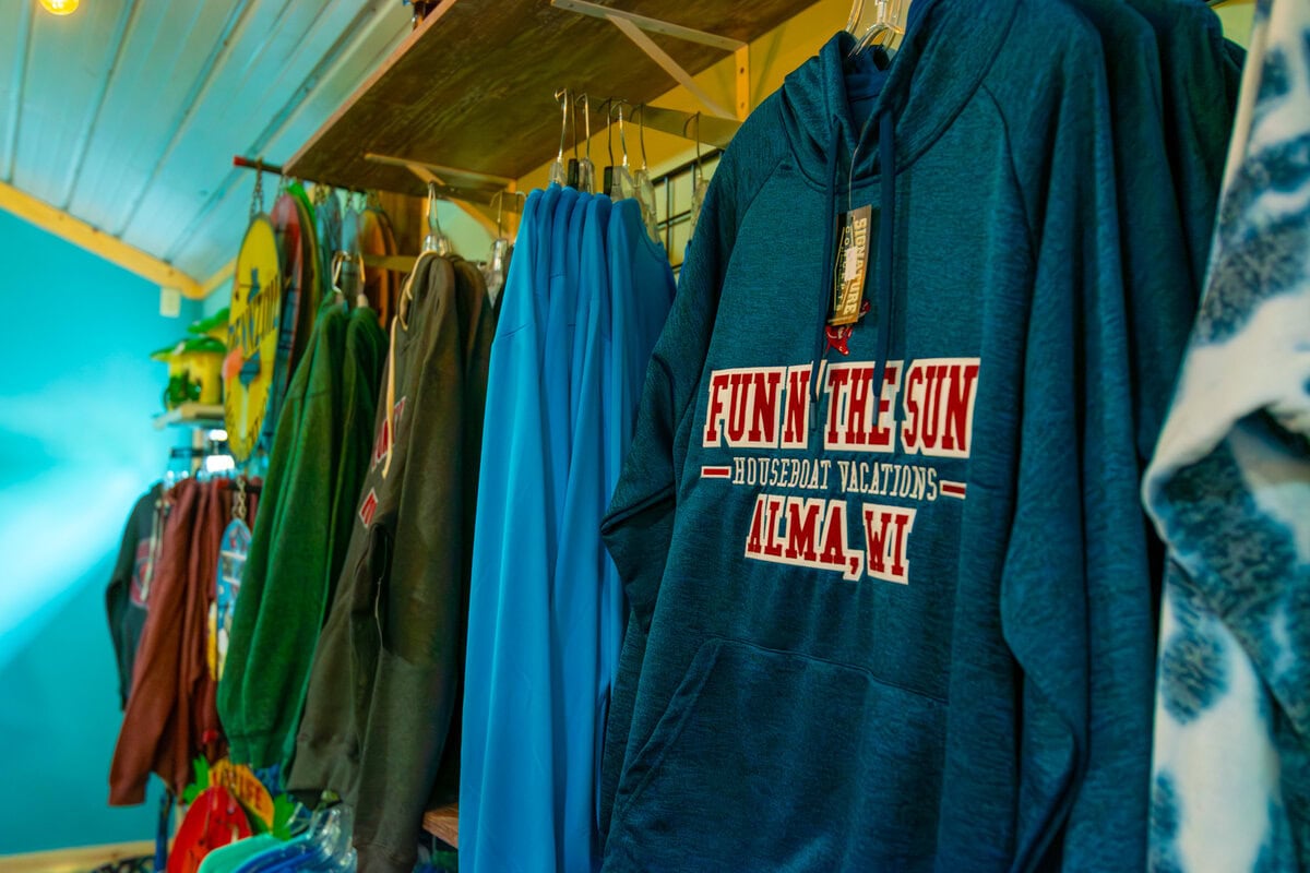 Great River Harbor_Fun n the Sun Houseboats-36 Explore Buffalo County Wisconsin apparel with hoodies and sweatshirts featuring local slogans.